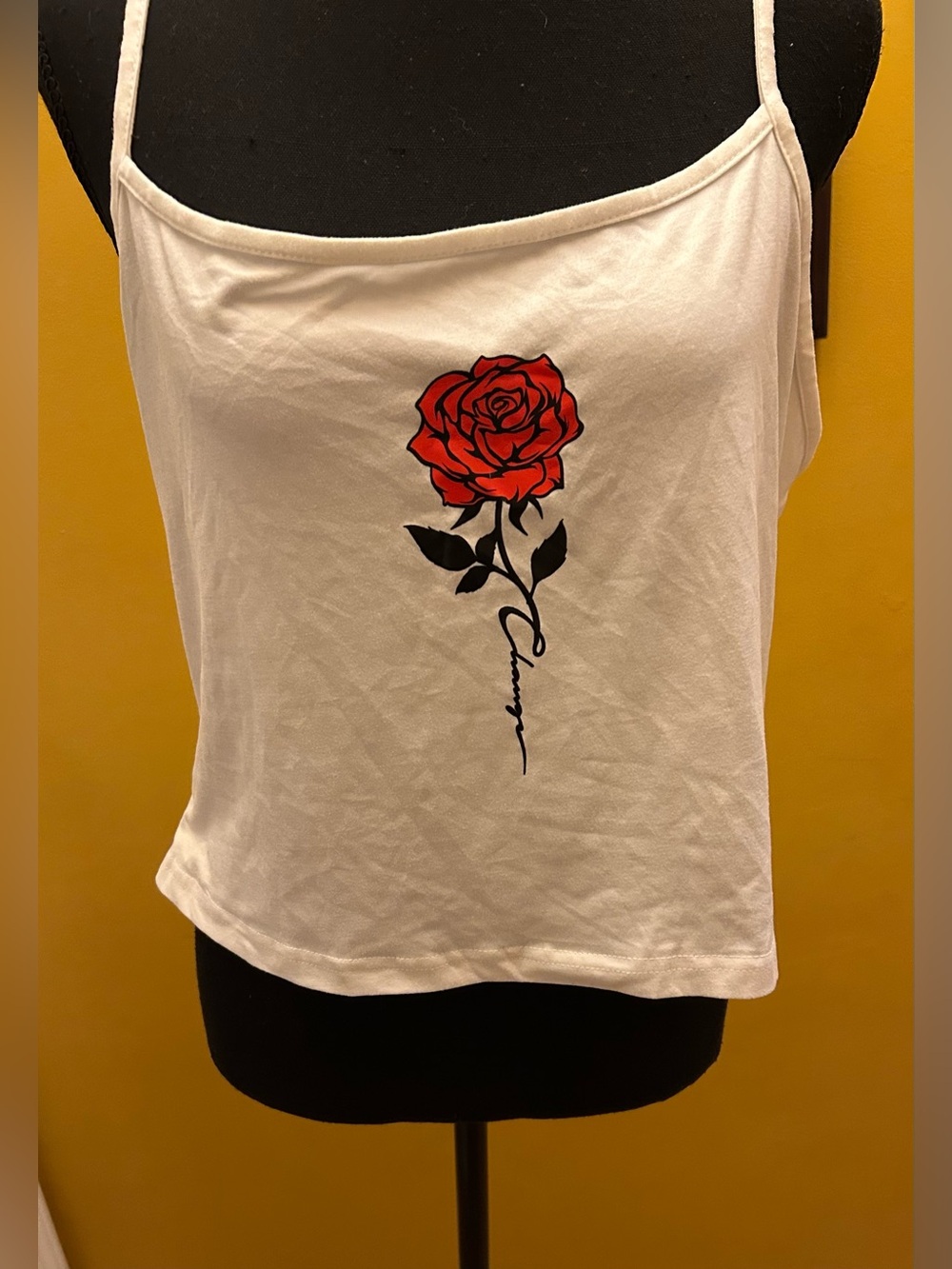 Rose Graphic White Cami Size XXL